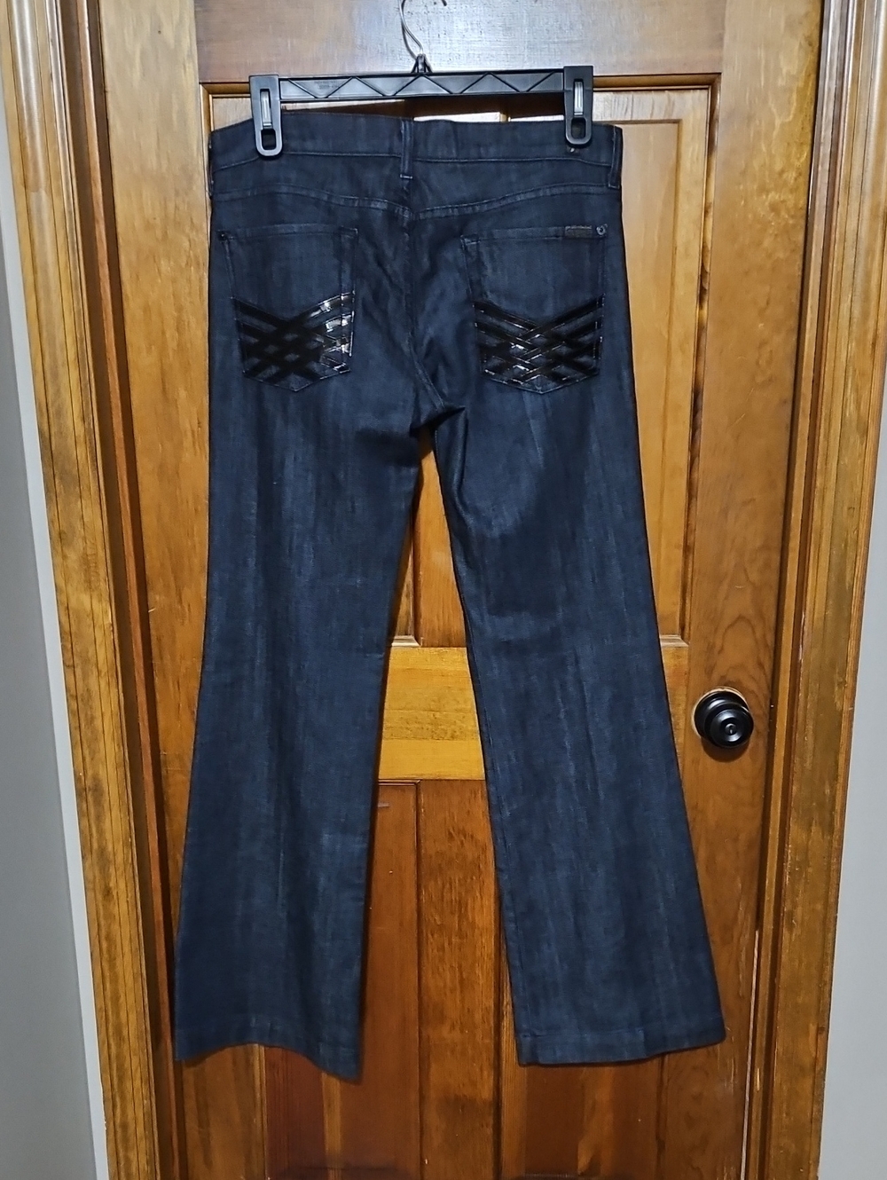 7 For All Mankind Dojo Low-Rise Flare Trouser Denim Jeans-NWOT - Picture 5 of 11
